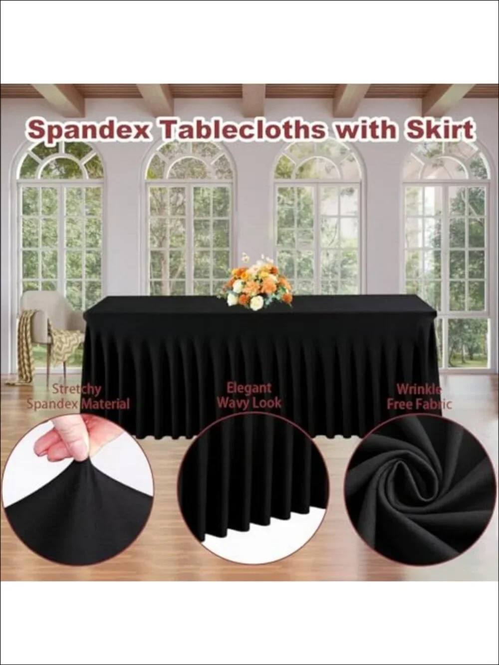 5 Pack Spandex Tablecloths 6ft Rectangle Fitted Covers